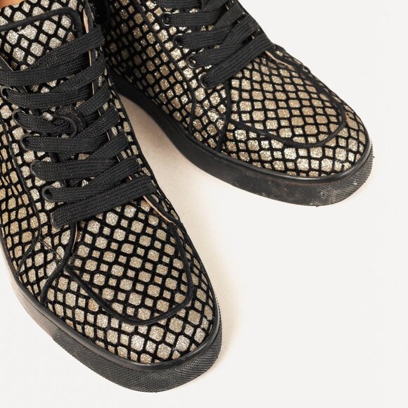 Christian Louboutin Rantus Orlato Black Glitter Gold High-Top Sneaker - Picture 6 of 11